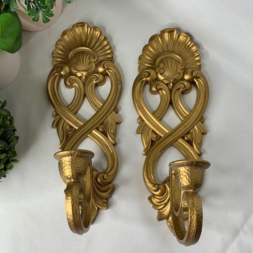 Vintage 1988 HOMCO Inc Plastic gold tone candelabras # 555